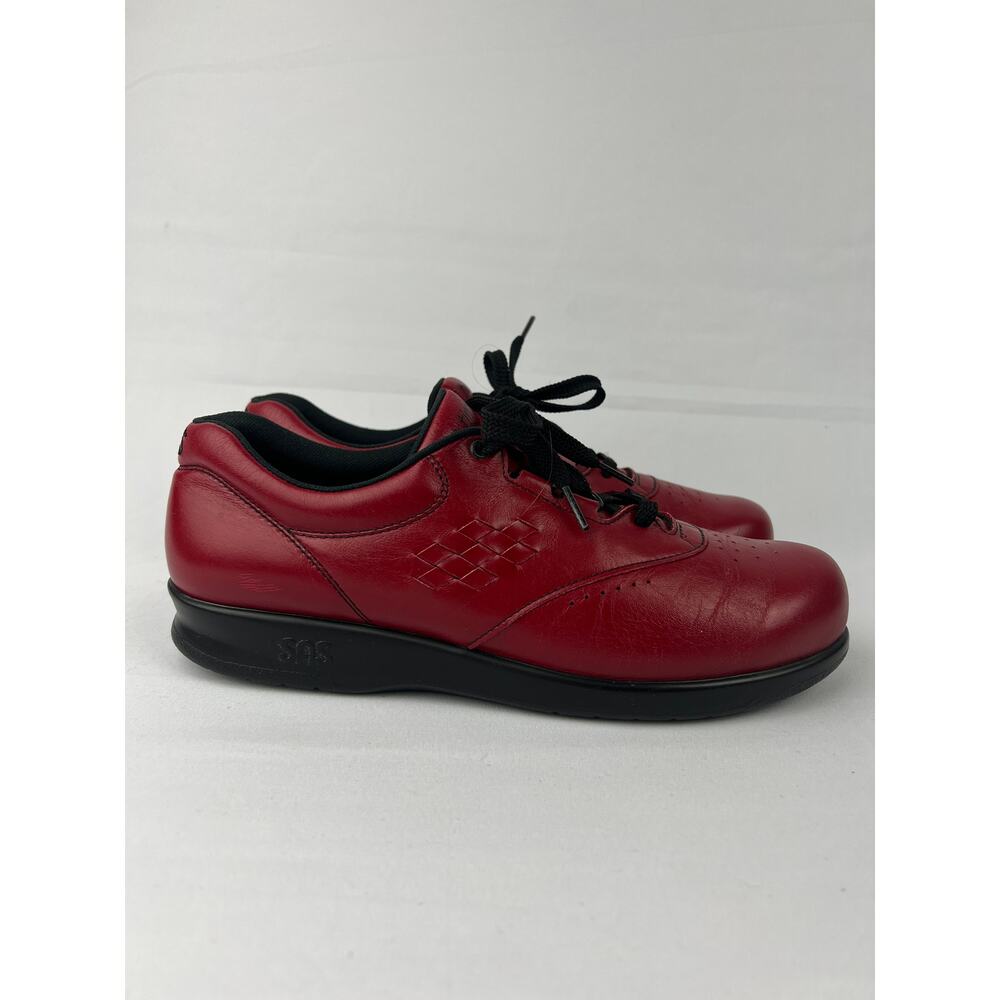 SAS Free Time Red Leather Lace-Up Comfort Walking Shoes Women’s 8.5 Narrow Fit